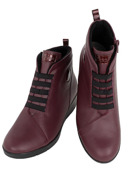 Castor Anatomic Leather Women's Ankle Boots Burgundy