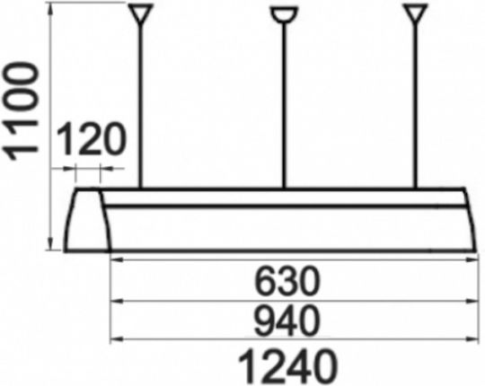 DIL XF218C Fluorescent Ceiling Light with 2 Light Bulb Places T8 Shape for G13 Base L63xD12xH12cm