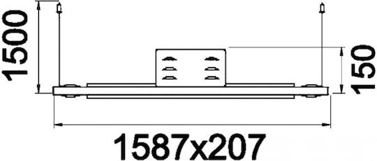 DIL XF121T Fluorescent Ceiling Light with 3 Light Bulb Places L159xD20xH15cm