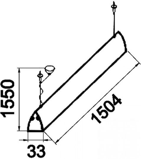 DIL XF121C Fluorescent Ceiling Light T5 Shape for G5 Base L150xD3.3xH3.3cm