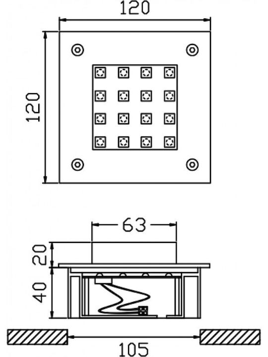 DIL Στεγανό Σποτ LED 1.2W