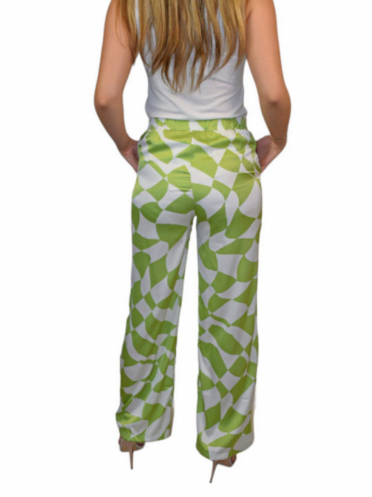 Morena Spain Women's Fabric Trousers with Elastic Green