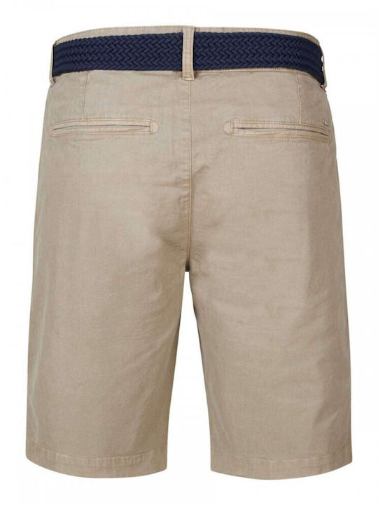 Men's Chino Bermuda Shorts Elastic Petrol SHO504-7113 Beige