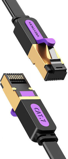 Vention Flat Direct Attach Copper Cat.7 (10Gbps) Καλώδιο Δικτύου Ethernet 3m Μαύρο
