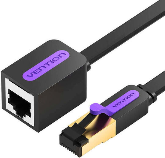 Vention Flat U/UTP Cat.7 (10Gbps) Καλώδιο Δικτύου Ethernet 1.5m Μαύρο
