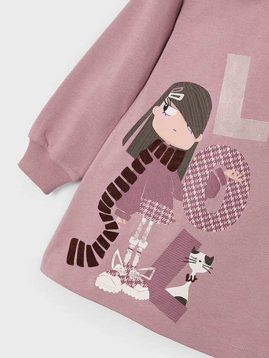 Mädchenkleid Mädchenkleider Langärmeliges Futter Set aus 2 mit Zubehör Rosa