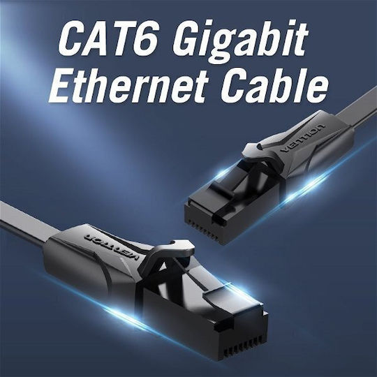Vention Flat U/UTP Cat.6 Ethernet Network Cable 2m Black