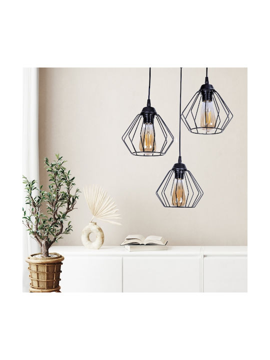 Megapap Pendant Light Three-Light for Socket E27 Black