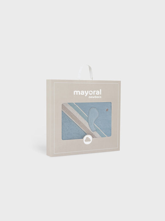 Mayoral Baby Bath Towel Bathrobe Hooded Light Blue 90x90cm