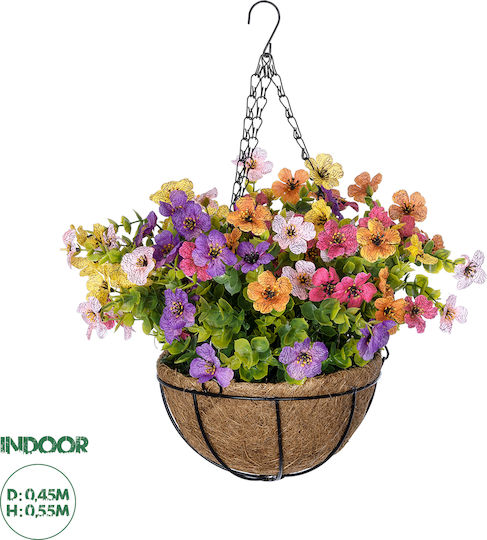 Globostar Artificial Garden Gerbera Hanging Plant 20635 Artificial Hanging Decorative Plant Gerbera Y55cm