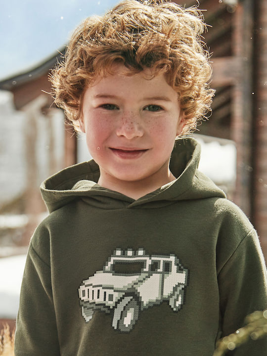 Mayoral Kids Sweatshirt with Hood and Pocket Green