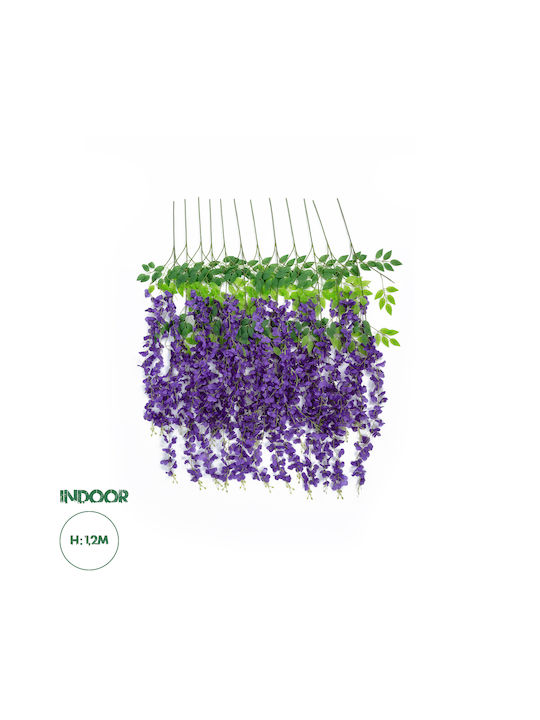 Globostar Artificial Garden Violet Wisteria Flower Branch 21509 Σετ 12 Τεχνητά Διακοσμητικά Κλαδιά Βιστέριας Βιολετί Φ45 X Υ120cm