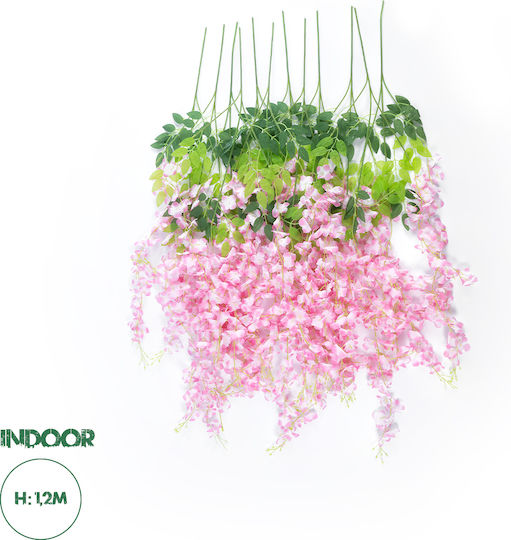 Globostar Artificial Garden Pale Pink Wisteria Flower Branch 21511 Set of 12 Artificial Decorative Wisteria Branches Soft Pink F45 X H120cm