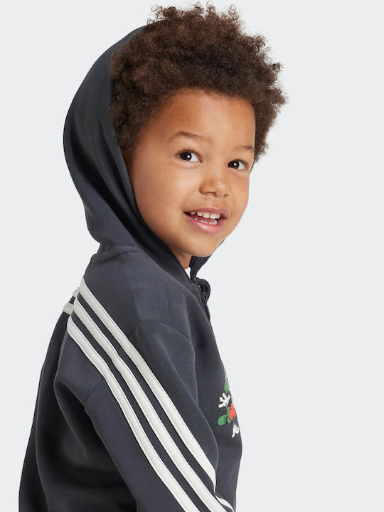 Kinder-Sweatshirt Strickjacke mit Kapuze und Taschen Grau