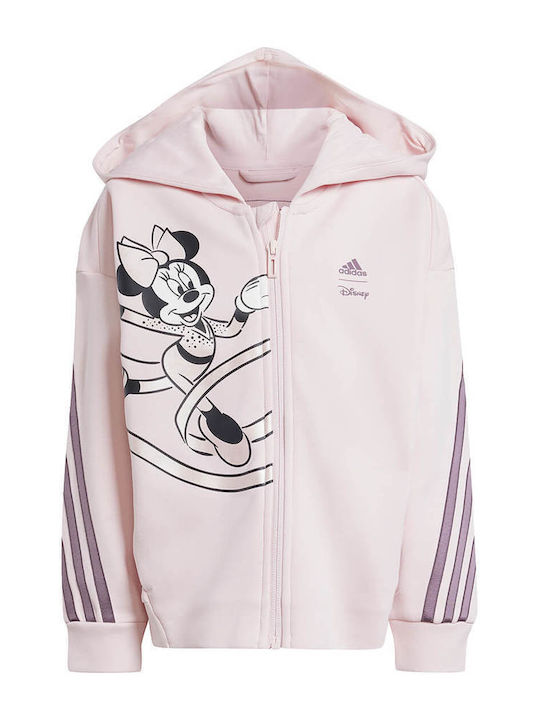 Sportlich Kinderstrickjacke Baumwolle mit Kapuze Rosa