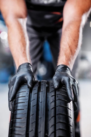 AMiO Gloves for Work Disposable Black Nitrile, Leather/Latex 50pcs