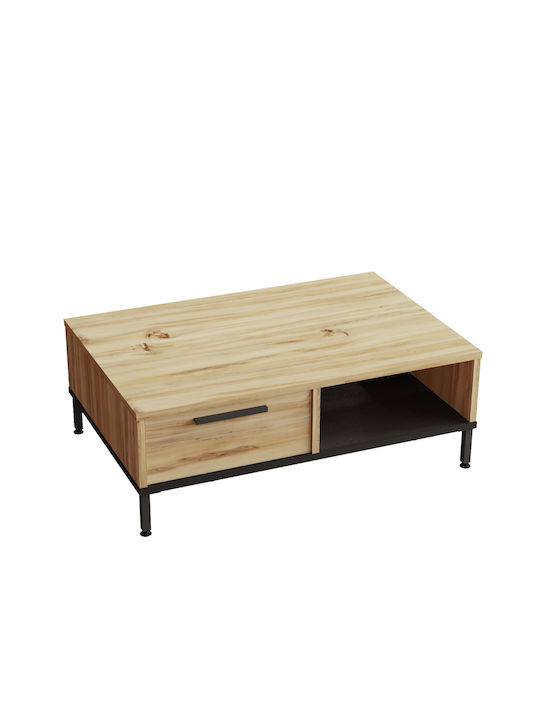 Rectangular Coffee Table Balham Wooden Natural/Black L90xW60xH31cm.