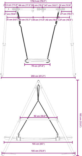 vidaXL Metal Hanging Swing Nest 185x185x185cm Blue