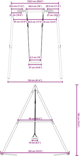 vidaXL Κούνια Κρεμαστή Μεταλλική 185x185x185εκ. Μπλε