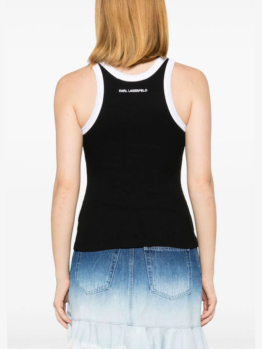 Karl Lagerfeld Damen Sportliches Bluse Ärmellos Schwarz