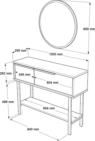 Κονσόλα από Ξύλο & Μέταλλο με Καθρέπτη Λευκό/μαύρο Μ100xΠ29.5xΥ76εκ.