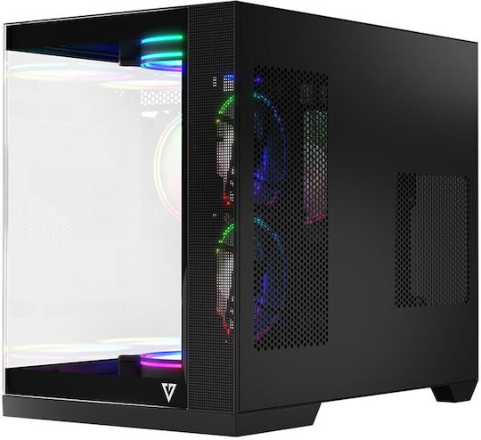 Modecom Panorama ARGB 5F Gaming Midi Tower Computer Case with Side Window Black