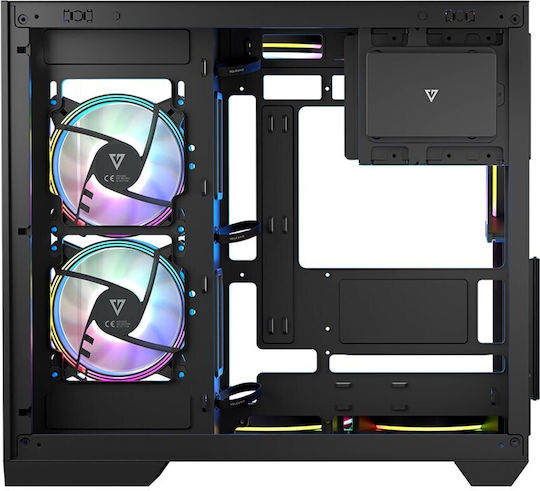 Modecom Panorama ARGB 5F Gaming Midi Tower Computer Case with Side Window Black