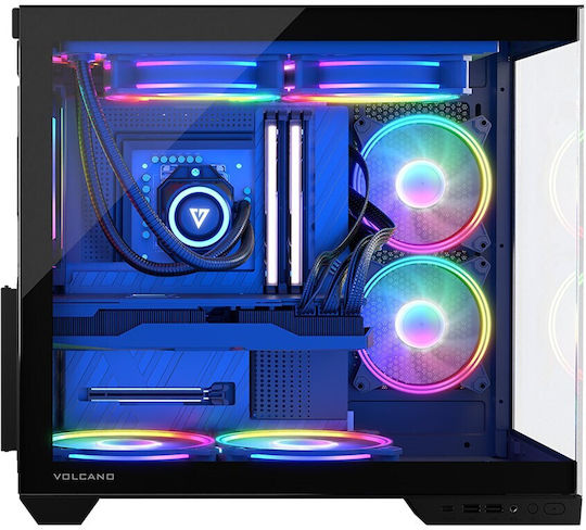 Modecom Panorama ARGB 5F Gaming Midi Tower Computer Case with Side Window Black