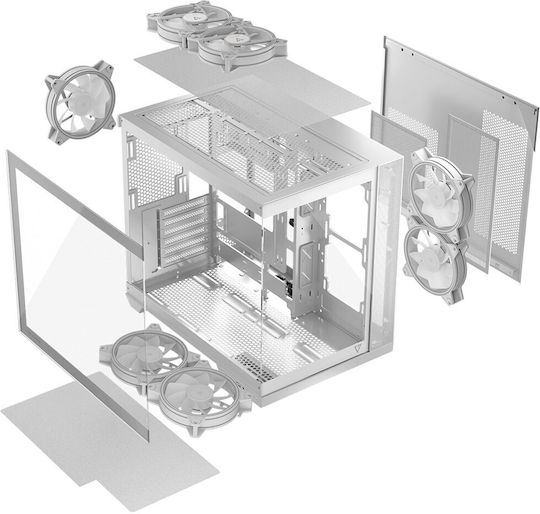 Modecom Panorama ARGB 7F Gaming Midi-Turm Computergehäuse mit Seitenfenster Weiß