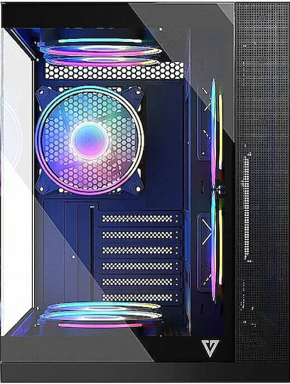 Modecom Panorama ARGB 7F Gaming Midi Tower Κουτί Υπολογιστή με Πλαϊνό Παράθυρο Μαύρο
