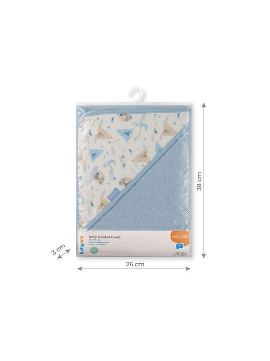 Babyono Βρεφική Κάπα-Μπουρνούζι με Κουκούλα Blue 100x100εκ.