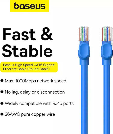 Baseus U/UTP Cat.6 (Gigabit) Cablu De Rețea Ethernet 2m Albastru
