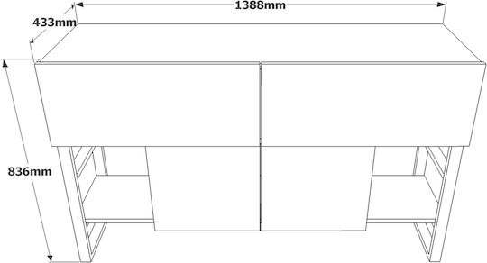 Konsole Pine/black L139xB43xH83.6cm