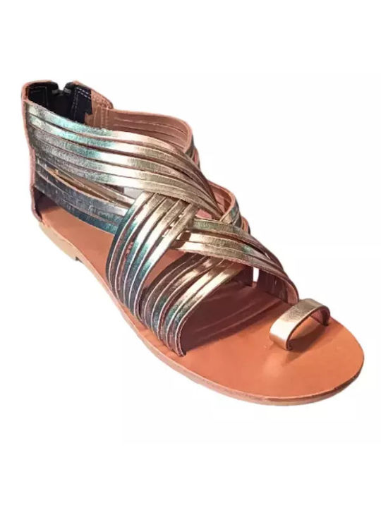 Adam's Shoes Women's Flat Sandals in Gold Color