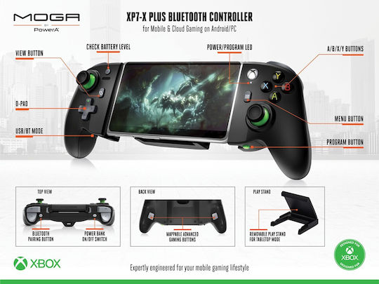 PowerA MOGA XP7-X Plus Ασύρματο Gamepad για Android / PC Μαύρο