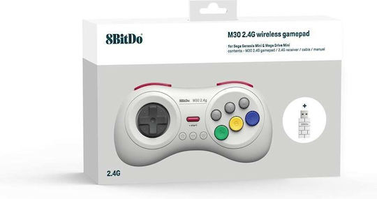 8Bitdo M30 2.4g Ασύρματο Gamepad για Switch Λευκό