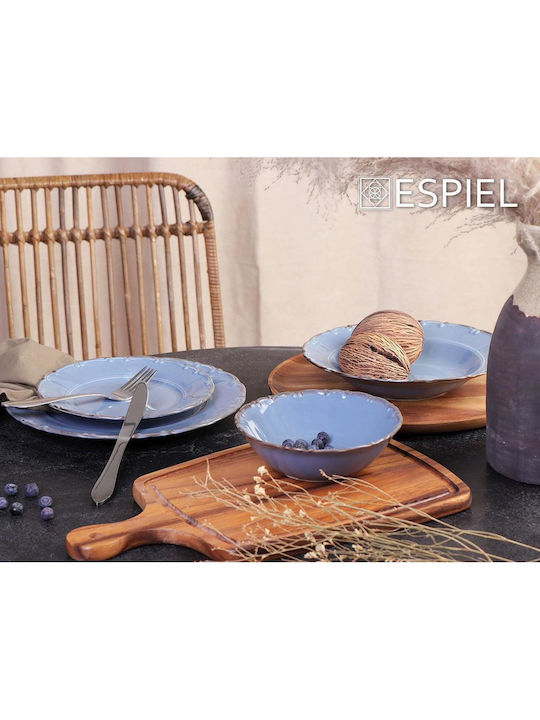 Espiel Liana Plate Shallow Porcelain Blue with Diameter 30cm 1pcs