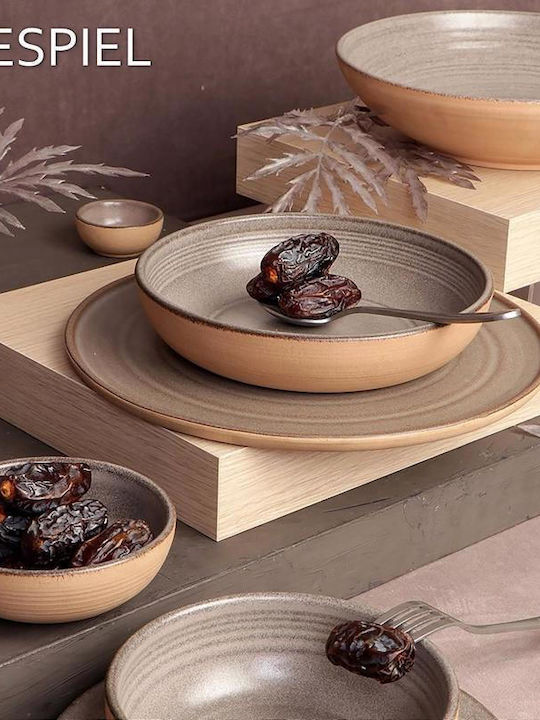 Espiel Calabria Plate Shallow Ceramic Beige with Diameter 28.6cm