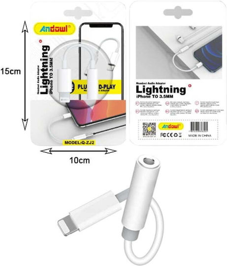 Andowl Q-ZJ2 Converter Lightning male to 3.5mm female White 1pcs