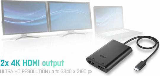 i-tec Converter USB-C male to HDMI female 2pcs C31DUAL4KHDMI