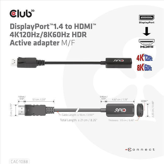 Club3D Konverter DisplayPort männlich zu HDMI weiblich 1Stück CAC-1088