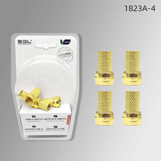 SGL Μετατροπέας Coaxial male σε F-Connector female Χρυσό (098708)