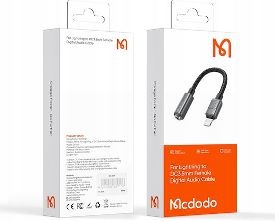 Mcdodo Конвертор Lightning мъжки към 3.5mm женски Черен 1бр CA-5010