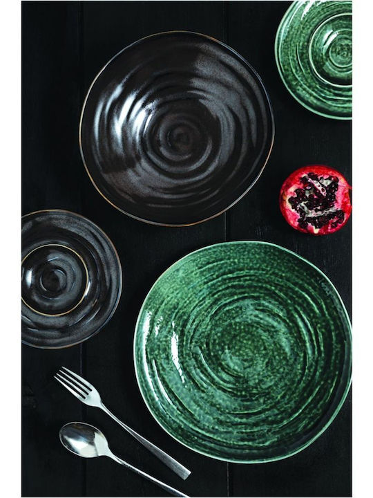 Tognana Material Plate Shallow made of Porcelain Green with Diameter 28cm 4pcs