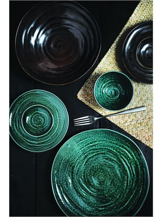 Tognana Material Plate Shallow made of Porcelain Green with Diameter 28cm 4pcs