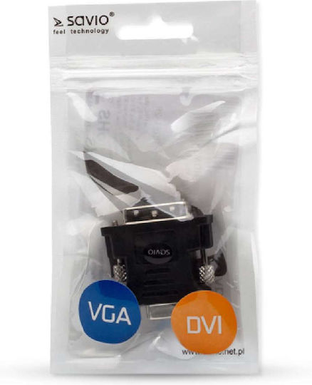Savio Μετατροπέας DVI-I male σε VGA female 1τμχ CL-25