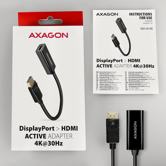 Axagon Конвертор DisplayPort мъжки към HDMI женски Черен 1бр RVD-HI14N