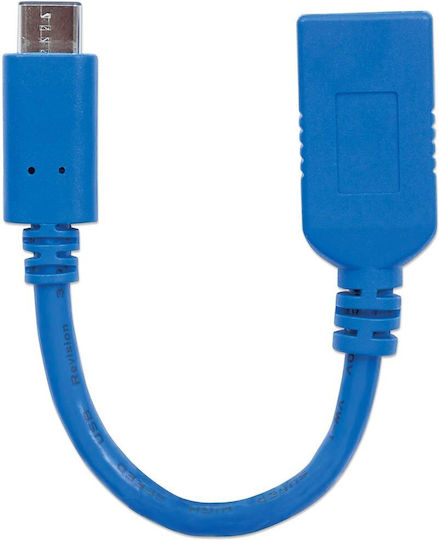 Manhattan Конвертор USB-C мъжки към USB-A женски Син 1бр 353540