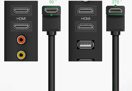 Ugreen HD103 Angle (90°) Cable HDMI male - HDMI male 2m Μαύρο