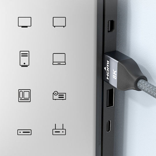 Wozinsky HDMI 2.1 Cablu HDMI de sex masculin - HDMI de sex masculin 2m Gri